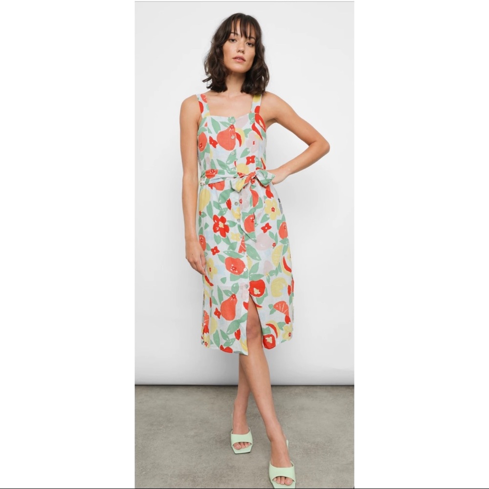 Clement Fruit Print Linen Blend Sundress